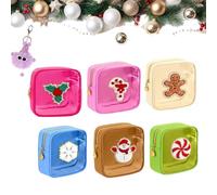 Lot de 12 mini pochettes de Noël avec fermeture éclair, trousse de maquillage de Noël 2026, pochette transparente pour voyage, cadeau pour femme, 6 pièces-B, Mass