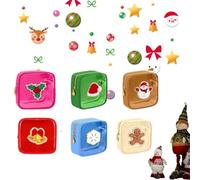 Lot de 12 mini pochettes de Noël, mini sacs cadeaux de Noël avec fermeture éclair, petites trousses de maquillage transparentes Preppy en vrac, trousse de toilette festive mignonne pour femme (6