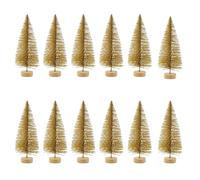 Lot de 12 mini sapins de Noël artificiels miniatures à paillettes pour décoration de table de Noël, maison, doré, 8,5 cm