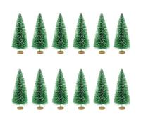 Lot de 12 mini sapins en sisal pour décoration de table d'hiver en plastique Vert 8,5 cm