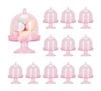 Lot de 12 mini supports à gâteaux avec couvercle, petits dômes en plastique transparent pour chocolat, fromage, macarons à la noix de coco, boules de rhum, bonbons, plateau à dessert à fond doré