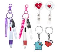 Lot de 12 Mini Surligneurs pour Infirmière - Marqueur Permanent, Stylo à Bille Rétractable avec Porte-Clés - Cadeau d'Infirmière, Porte-Badge