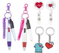 Lot De 12 Mini Surligneurs Pour Infirmière - Marqueur Permanent, Stylo À Bille Rétractable Avec Porte-Clés - Cadeau D'infirmière, Porte-Badge