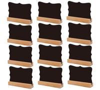 Lot de 12 mini tableaux noirs avec support, 10, 2 x 7, 6 cm, double face en bois, pratiques, réutilisables, pour nourriture, fête, buffet, numéros de table, mariage avec support