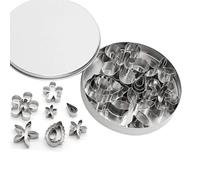 Lot de 12 moules à biscuits en forme de fleur en acier inoxydable, petit coupe-biscuits pour la cuisson à domicile et la décoration de gâteaux, coupe-biscuits pour la pâtisserie