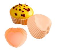 Lot de 12 moules à cupcakes en silicone réutilisables et lavables pour four, micro-ondes, lave-vaisselle (forme de cœur)