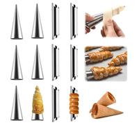 Lot de 12 moules en forme de corne de crème en acier inoxydable, cônes de cuisson, moules de cuisson antiadhésifs pour pâtisserie danoise, rouleau de crème, croissant