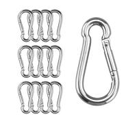 Lot de 12 mousquetons - Charge maximale : 180 kg - Diamètre : 6 x 60 mm - Galvanisés - Résistants - Avec crochet à ressort - Pour sac à dos, laisse pour chien, camping, voyage, randonnée, etc