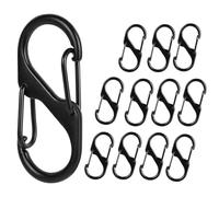 Lot de 12 mousquetons doubles en métal - Durables - En S - Noirs - Petit mousqueton robuste - Résistent à la rouille - Petit mousqueton double - Pour le camping