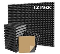 Lot de 12 Mousse Acoustique Autocollante, panneaux de mousse acoustique 3D haute densité pour mur, Mousse Anti Bruit, pour Gaming, Podcasting, Studio d'enregistrement, Bureaux