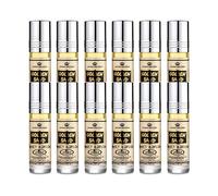Lot de 12 Muscs Parfum GOLDEN SAND Al Rehab 6 ml Gourmand Sucré Vanille Caramel Sans Alcool - Huile de Parfum Orientale pour Femme et Homme