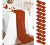 Lot de 12 Nappes en Fromage Chemins de Table Terre Cuite 45x275 cm, Nappe Boho en Gaz de Fromage pour Décorations de Mariage, Fête de Naissance, Douche de Bébé et Anniversaire