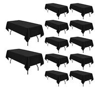 Lot de 12 nappes en Polyester Noir-Nappe rectangulaire Noire de 153 x 260 cm pour Tables rectangulaires de 6 Pieds/1,8m, Couverture de Table en Tissu Lavable pour Mariage/Buffet/Table à Manger