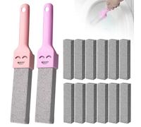 Lot de 12 nettoyants pour toilettes en pierre ponce avec 2 poignées, remplaçables, pour toilettes, salle de bain, lavabo, urine