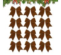 Lot De 12 Noeud Marron Noel | 15*15 Cm Noeud Velours Sapin | Vintage Taille Arcs De Papillon Ruban | Décoration De Noëls | Idéal Pour Loisirs Créatifs, Sachets De Bonbons Et La Décoration Intérieure