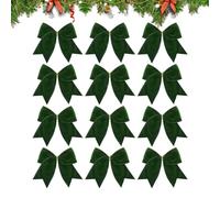 Lot De 12 Noeud Vert Noel | 15*15 Cm Noeud Velours Sapin | Vintage Taille Arcs De Papillon Ruban | Décoration De Noëls | Idéal Pour Loisirs Créatifs, Sachets De Bonbons Et La Décoration Intérieure
