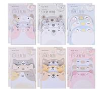 Lot de 12 notes adhésives en forme d'animal mignon - 6 motifs de dessin animé - Pour chien, cochon, pingouin, chat, hamster, ours