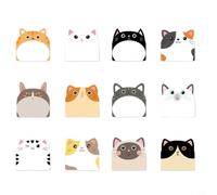 Lot de 12 notes autocollantes pour chat - 30 feuilles par bloc - Non ligné - Pour bureau, école, maison, planificateur, journal
