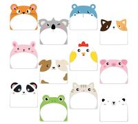 Lot de 12 notes mignonnes post-it - Motif animal de dessin animé amusant - Notes de chat kawaii - Fournitures de papeterie amusantes - Mini bloc-notes - Bloc de notes fantaisie - Écologique - Pour