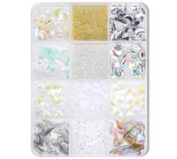 Lot de 12 nœuds 3D de formes mixtes pour ongles - Pour femmes et filles