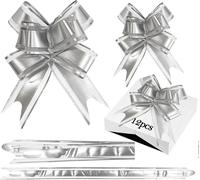 lot de 12 nœuds cadeau Deux tailles Décoration cadeau Argent