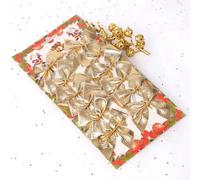 Lot de 12 nœuds de Noël à faire soi-même pour couronne et décoration, décoration festive pour la maison, les vacances, couleurs rouge, or, argent, conçus pour un assemblage et une réutilisation