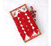 Lot de 12 nœuds de Noël à faire soi-même pour couronne et décoration, décoration festive pour la maison, les vacances, couleurs rouge, or, argent, conçus pour un assemblage et une réutilisation