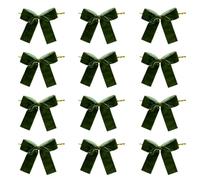 Lot de 12 nœuds de Noël en velours pour sapin, couronne de luxe avec bords métalliques, nœuds de Noël pour guirlande, cheminée, emballage cadeau