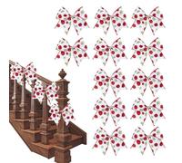 Lot de 12 nœuds de Noël pour grands nœuds de Noël - 15,2 cm - Décoration de sapin de Noël rouge et vert à pois scintillants - Décoration de Noël