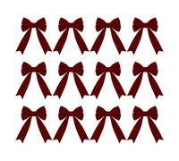 Lot de 12 nœuds de Noël rustiques en velours - Nœud papillon | Couronne rouge rustique pour arbre, fenêtre, maison, fête, mariage, décorations de festival de vacances