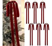 Lot de 12 nœuds décoratifs en velours pour sapin de Noël et décoration d'intérieur avec matériau en velours et style vintage classique (bordeaux)