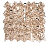 Lot de 12 nœuds élastiques à paillettes scintillantes for filles, grands pom-pom girl, porte-queue cheval Pour Femmes(Champagne)