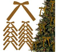Lot de 12 nœuds en ruban de velours - Décoration de sapin de Noël - Nœuds vintage en velours pour couronne de Noël pour décoration intérieure et extérieure - Rouge vin/rouge/marron/rose/vert