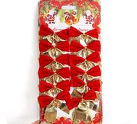 Lot de 12 nœuds en tissu pour décoration de couronne, décoration de maison de vacances, couleurs vives rouge, or, argent, assemblage facile (or et rouge)