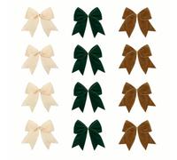 Lot de 12 nœuds en velours avec liens torsadés pour décoration de sapi | Nœuds de Noël en Velours avec Attaches Torsadées, Décorations pour Sapin, Couronne, Guirlande et Emballage Cadeau.