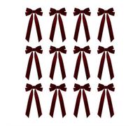 Lot de 12 nœuds en velours rouge pour sapin de Noël, artisanat rustique, cadeaux classiques, décorations de Noël pour arbre, maison, fête, porte d'entrée, couronne de vacances