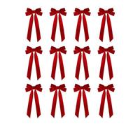 Lot de 12 nœuds en velours rouge pour sapin de Noël, artisanat rustique, cadeaux, nœuds classiques en ruban pour décoration de sapin de Noël