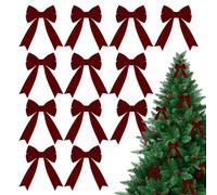 Lot de 12 nœuds papillon rouges - Décoration rustique pour Noël et fêtes - Couronne festive pour la maison, les rassemblements, les fêtes, les fenêtres, les murs, les mariages, les activités