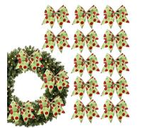 Lot de 12 nœuds pour sapin de Noël, 15 cm, décoration de maison, avec paillettes, pour extérieur, intérieur, porte, fenêtre, pour photo, garde-corps