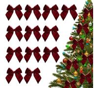 Lot de 12 nœuds pour sapin de Noël - En velours - Rouge