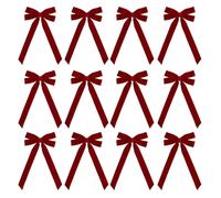 Lot de 12 nœuds pour sapin de Noël - En velours rouge - Décoration de maison - Nœuds et couronnes de Noël - Pour emballage cadeau - Accessoires de fête - Mur - Porte - Cheminée, chambre à coucher