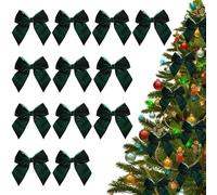Lot de 12 nœuds pour sapin de Noël - En velours - Rouge - Pour décoration de sapin de Noël - Vert