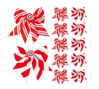 Lot de 12 nœuds pour Sapin de Noël - Polyester 14 x 16 cm | Décoration de d'arbre de Noël | Ornements de Noël Rouges et Blancs pour décoration intérieure et extérieure - Guirlandes, escaliers