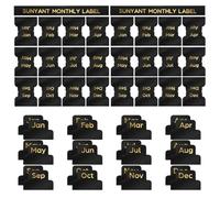 Lot de 12 onglets mensuels autocollants noirs pour planificateur, carnet, agendas, organisations