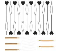 Lot de 12 outils de coiffure, 5 aiguilles à enfiler avec manche en bois, perles pour tresses, faciles et rapides à utiliser, tisser une variété de styles de coiffure, adaptées pour les tresses des