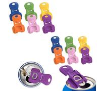 Lot de 12 ouvre-boîtes colorés et couvercles étanches - Ouvre-canettes de soda à une main + couvercles de protection réutilisables pour canettes de coca, bière, soda et aluminium