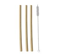 Lot de 12 pailles en bambou « pur » Ø 1 cm, 23 cm avec brosse de nettoyage Papstar 87526 Pailles réutilisables Eco Shakehalme Pailles en bambou