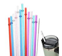Lot de 12 pailles en plastique compatibles avec Stanley Cup Stitch, réutilisables, avec brosses de nettoyage pour thé à bulles, jus, café