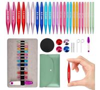 Lot de 12 paires d'aiguilles à tricoter circulaires interchangeables avec sac et accessoires, mini aiguilles à tricoter circulaires de 5 cm, diamètre des aiguilles de 3 à 10 mm, kit d'accessoires de