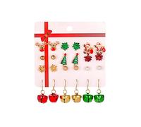 Lot de 12 paires de boucles d'oreilles de Noël avec pendentifs en forme de Père Noël pour femmes, filles et enfants, taille unique, Comme décrit, Comme décrit.